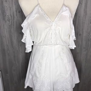 Lush White Rose Floral Short Romper